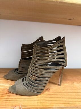 Zara Olive Strappy Cut-Out Stiletto Heels